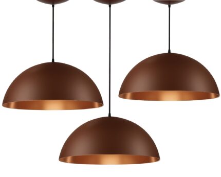 KIT 3 LUMINÁRIAS PENDENTE MEIA LUA G 28X60CM